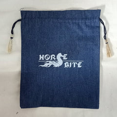 Demin Drawstring Bag with horse hair tassles
