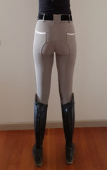 LADIES GREY COOLMAX BREECHES WITH SILICONE KNEE